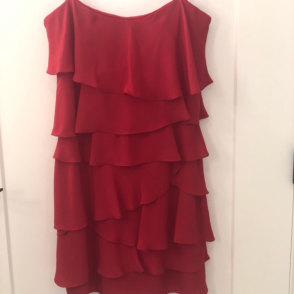 NWT BCBG Red Ruffle Dress with removal straps